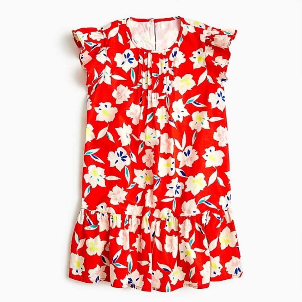 Girls ruffled red floral dress J. Crew CrewCuts